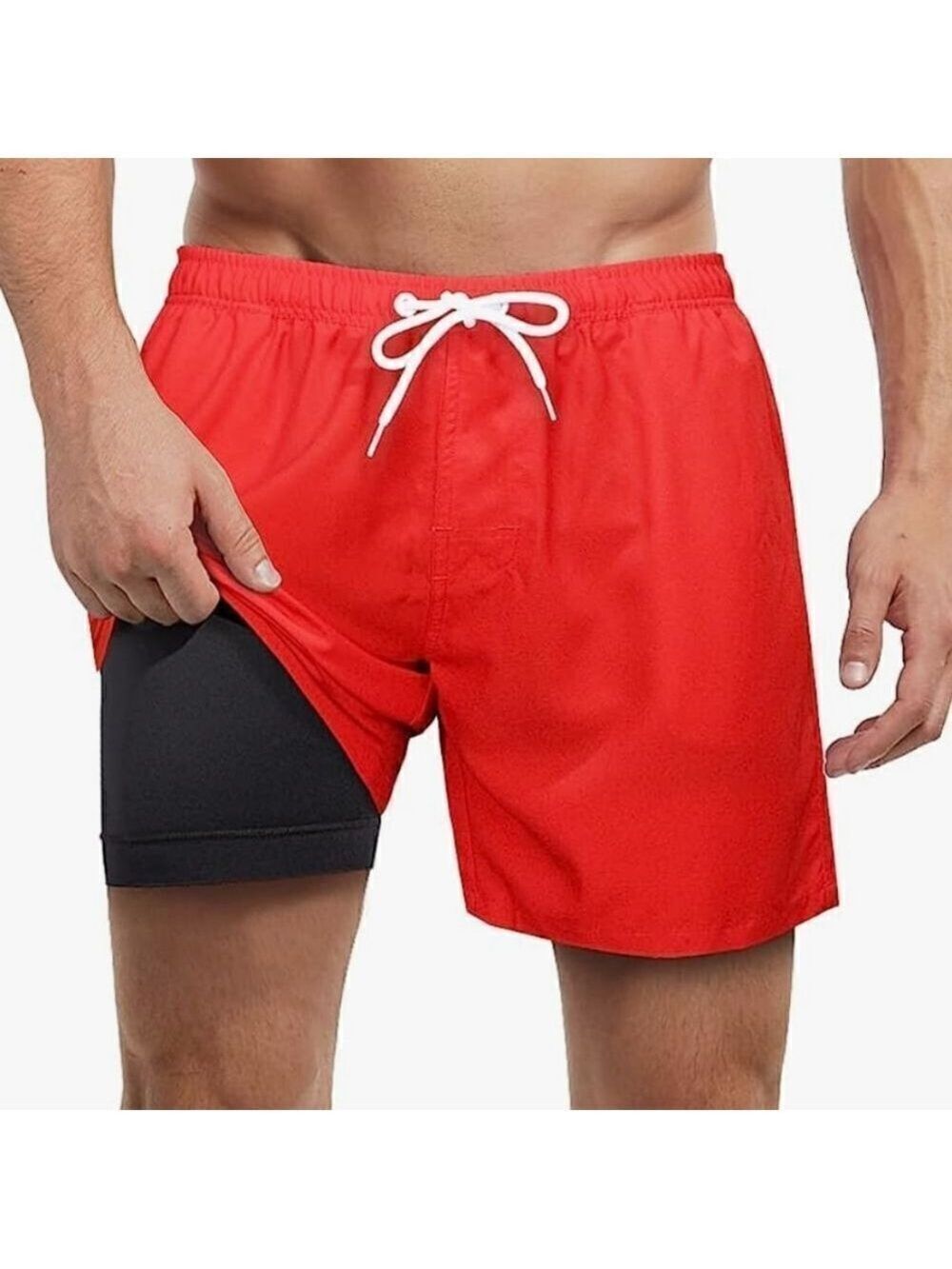 1686 NWT LUCOWEE Mens Swim Trunks with Compression Liner